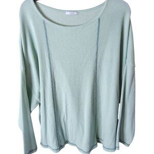 Studio 1886 Womens Long Sleeve Waffle Knit Top